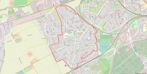 Das Ausbaugebiet in Gatherhof&Lindenthal - der rote Rahmen zeigt in welchem Bereich ausgebaut werden könnte