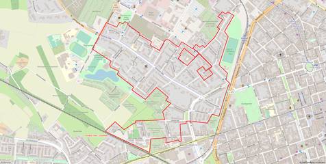 Das Ausbaugebiet in Krefeld-West - der rote Rahmen zeigt in welchem Bereich ausgebaut werden könnte