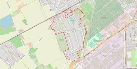 Das Ausbaugebiet in Tackheide - der rote Rahmen zeigt in welchem Bereich ausgebaut werden könnte